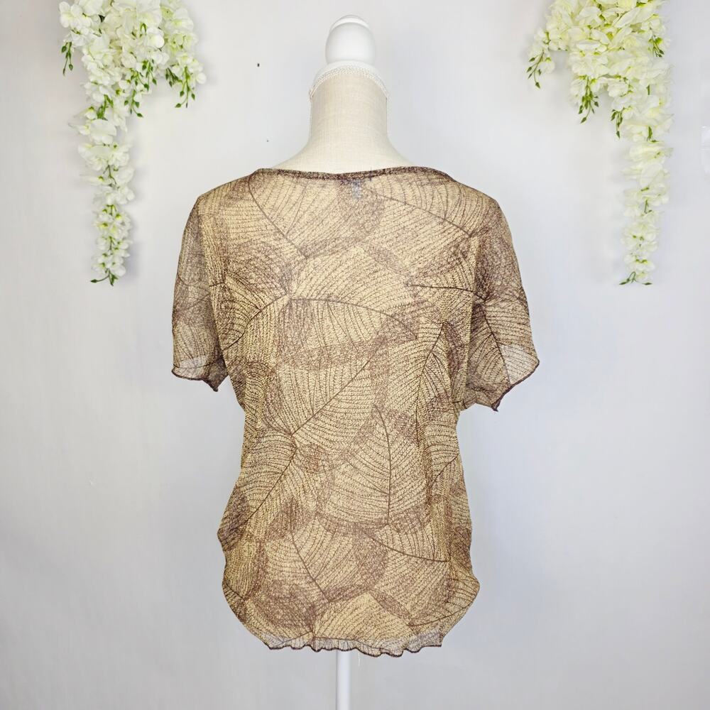 Charlotte Russe Y2K Sheer Top Large Brown Leaf Forest Fairy Goblin Boho Earthy - Picture 5 of 16
